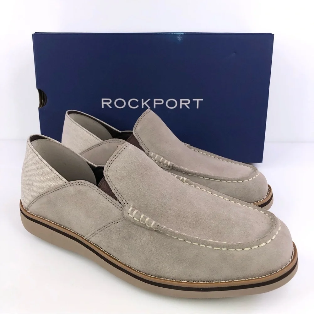 Rockport Men's Tucker Venetian Slip On Loafers Shoes Stone Size 9.5W